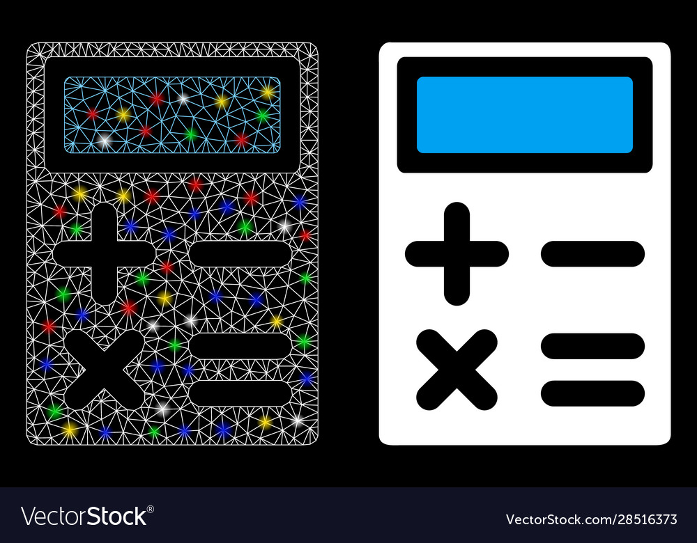 Glossy mesh wire frame calculator icon with flare