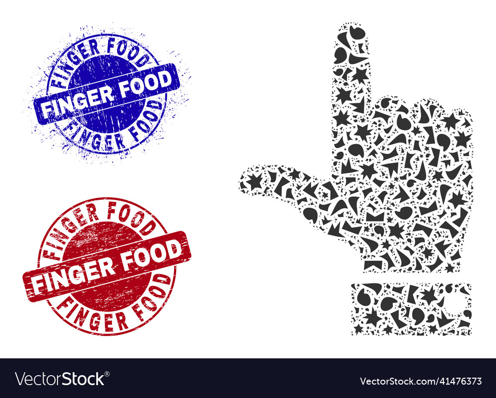 Hand pointer up mosaic of fractions with finger vector image Hand pointer up mosaic of fractions with finger