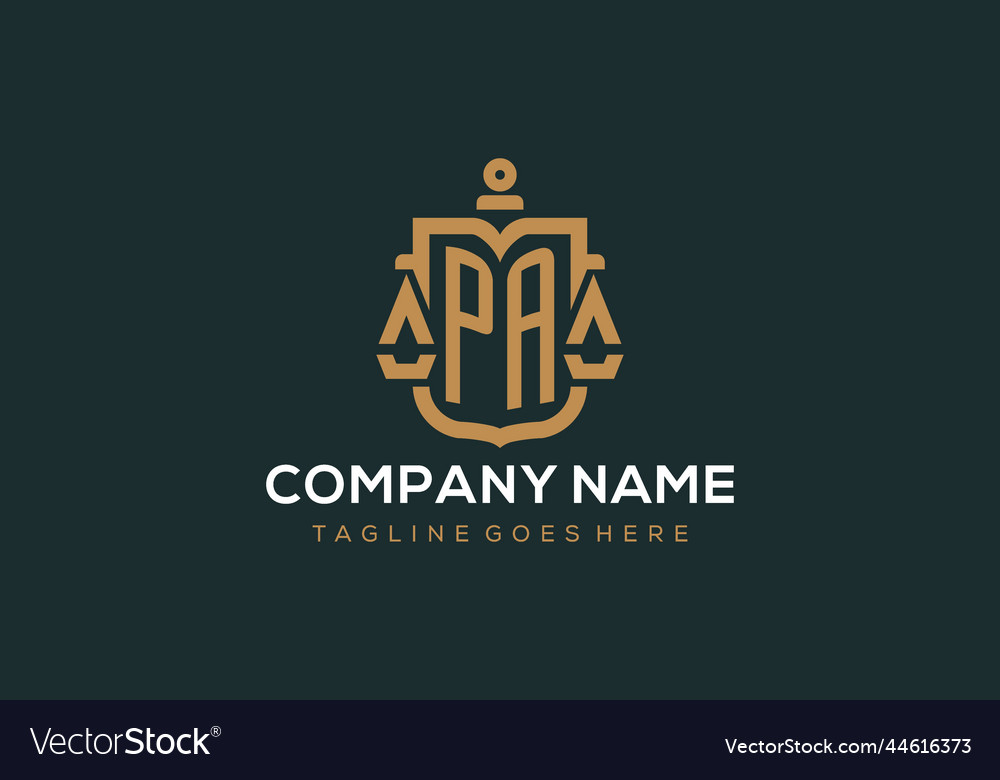 Initial pa logo for law firm with luxury modern