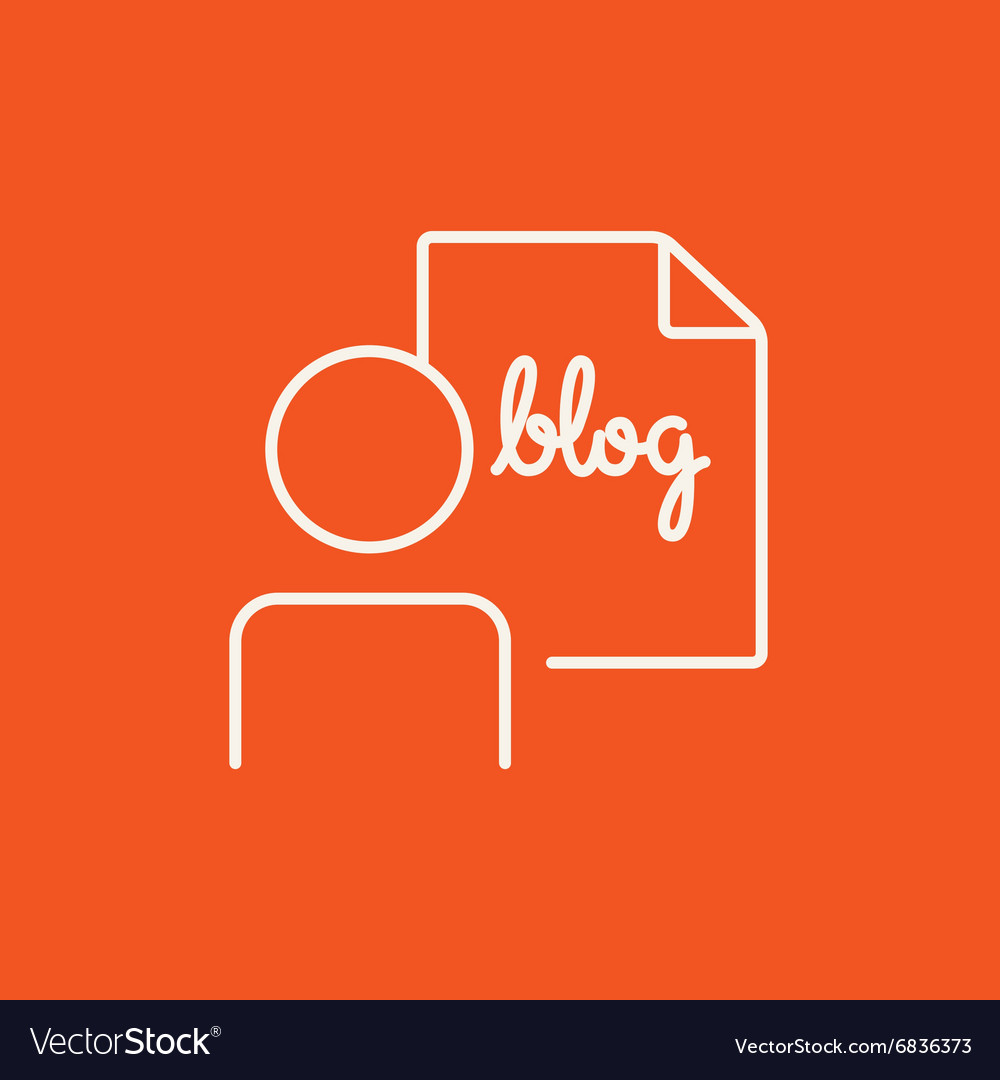Man and sheet with word blog line icon