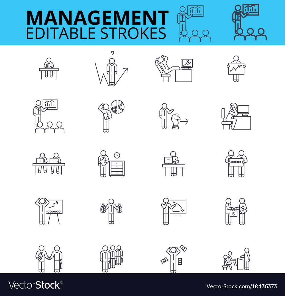 Management outline icons editable strokes