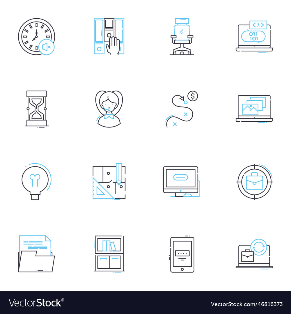Management system linear icons set efficiency Vector Image Management system linear icons set efficiency