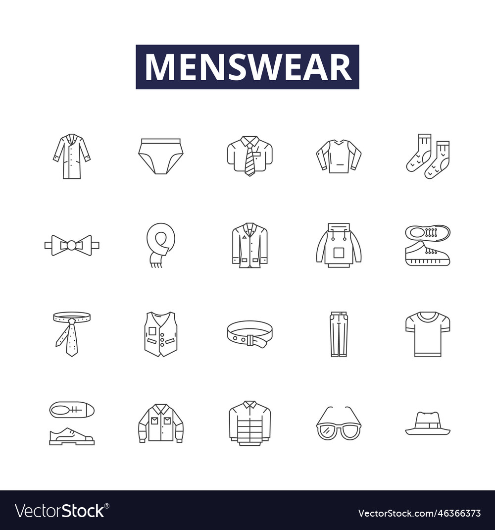 Menswear line icons and signs clothing