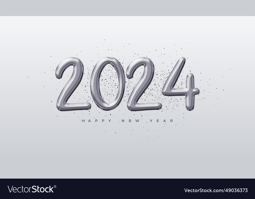 Number 2024 silver foil with a clean Royalty Free Vector