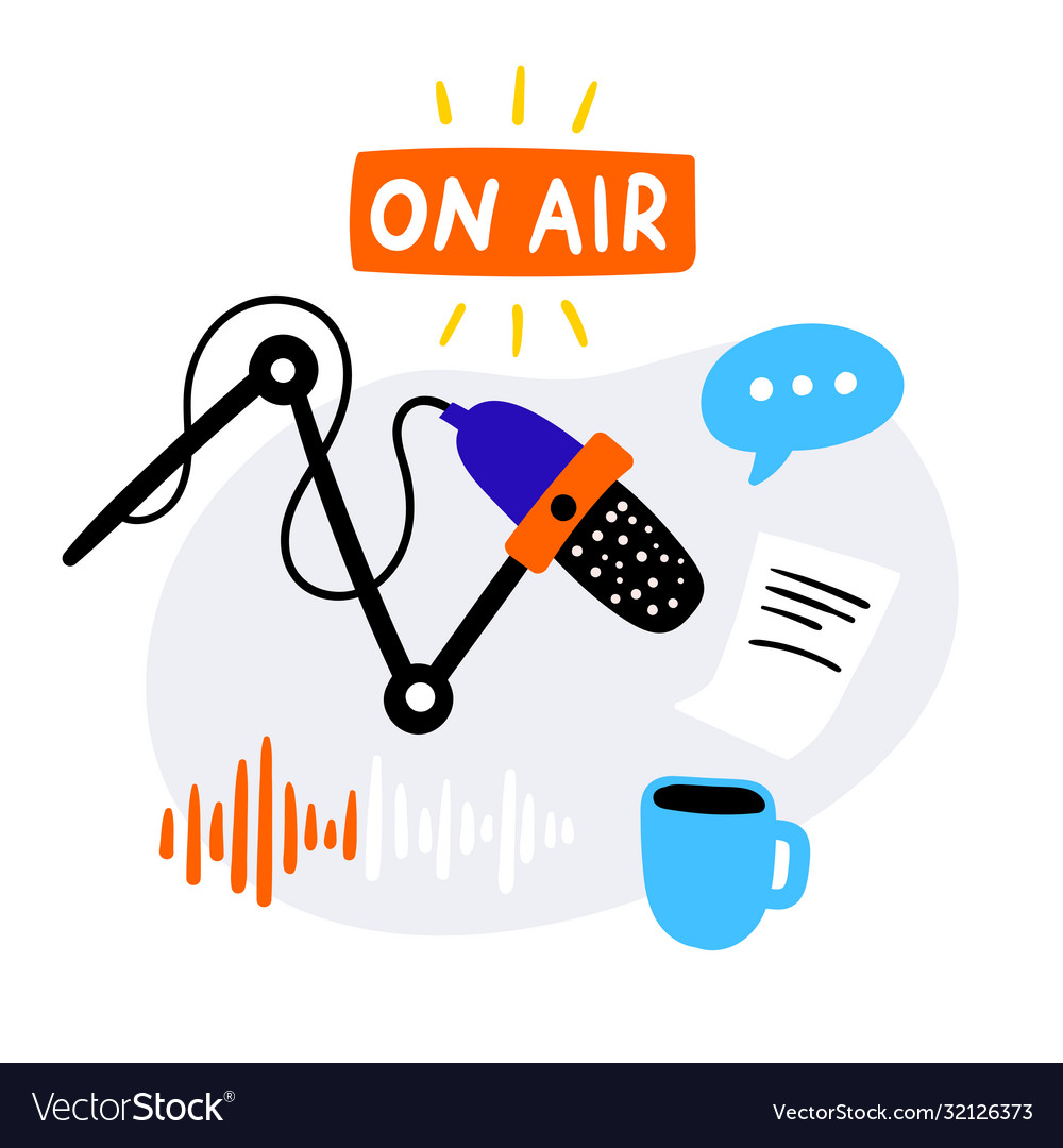 On ait podcast icons set hand rawn funny art