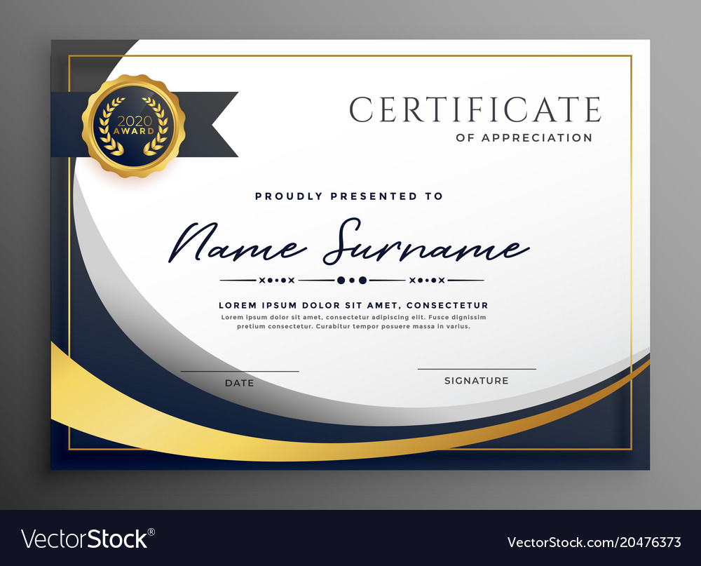 Premium wavy certificate template design Vector Image