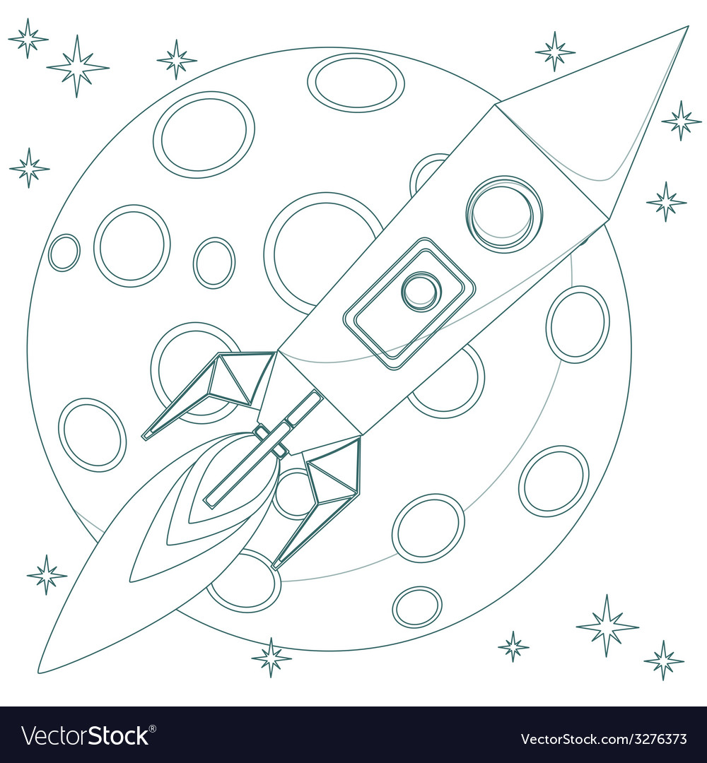 Rocket in sky with moon background loop