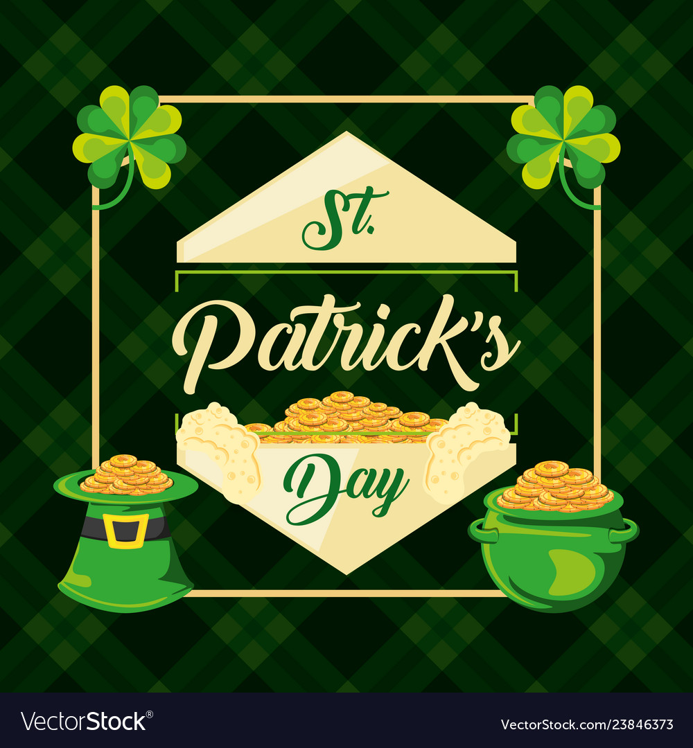 St patrick tag mit leprechaun cauldron und has