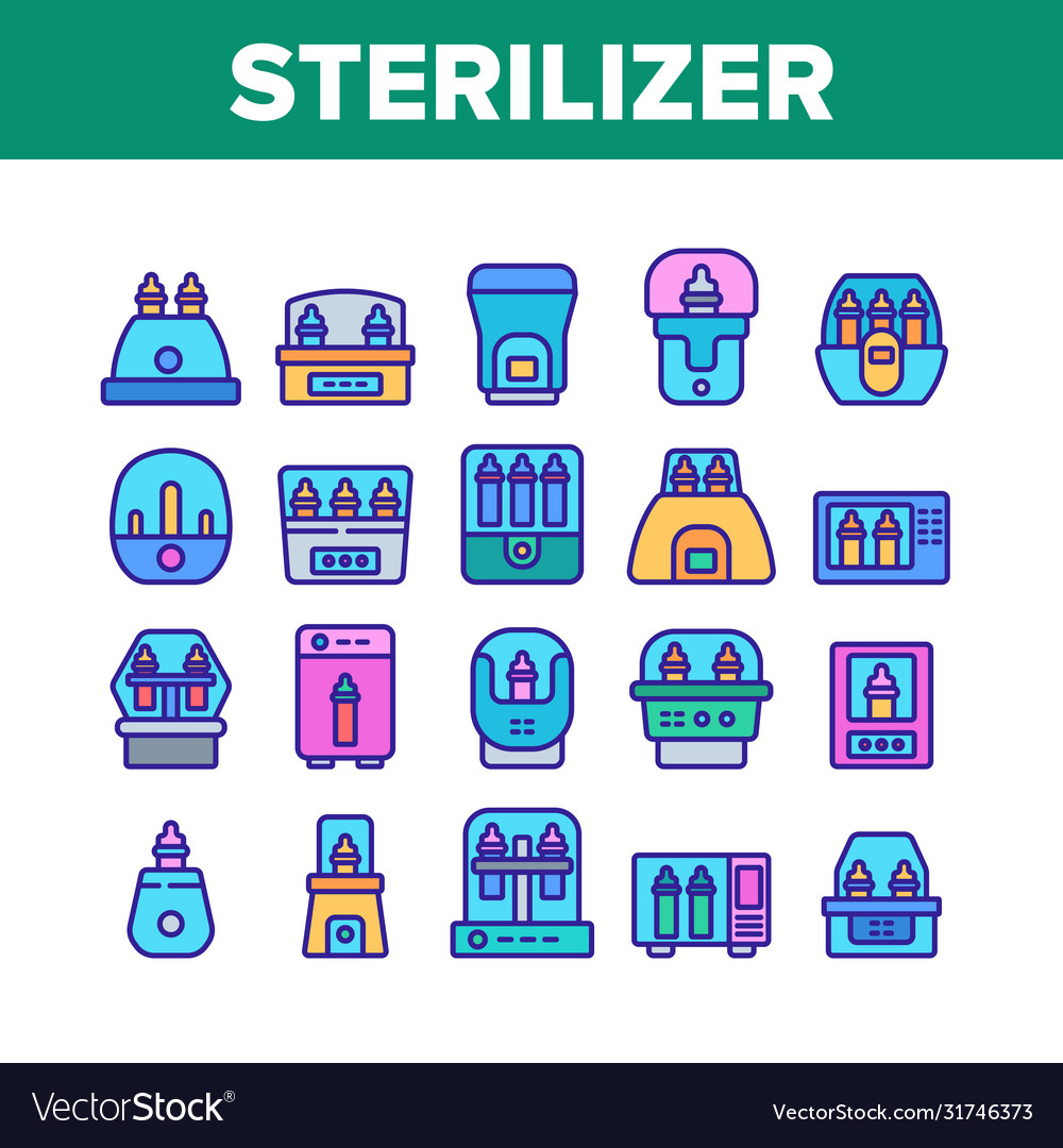 Sterilizer device collection icons set