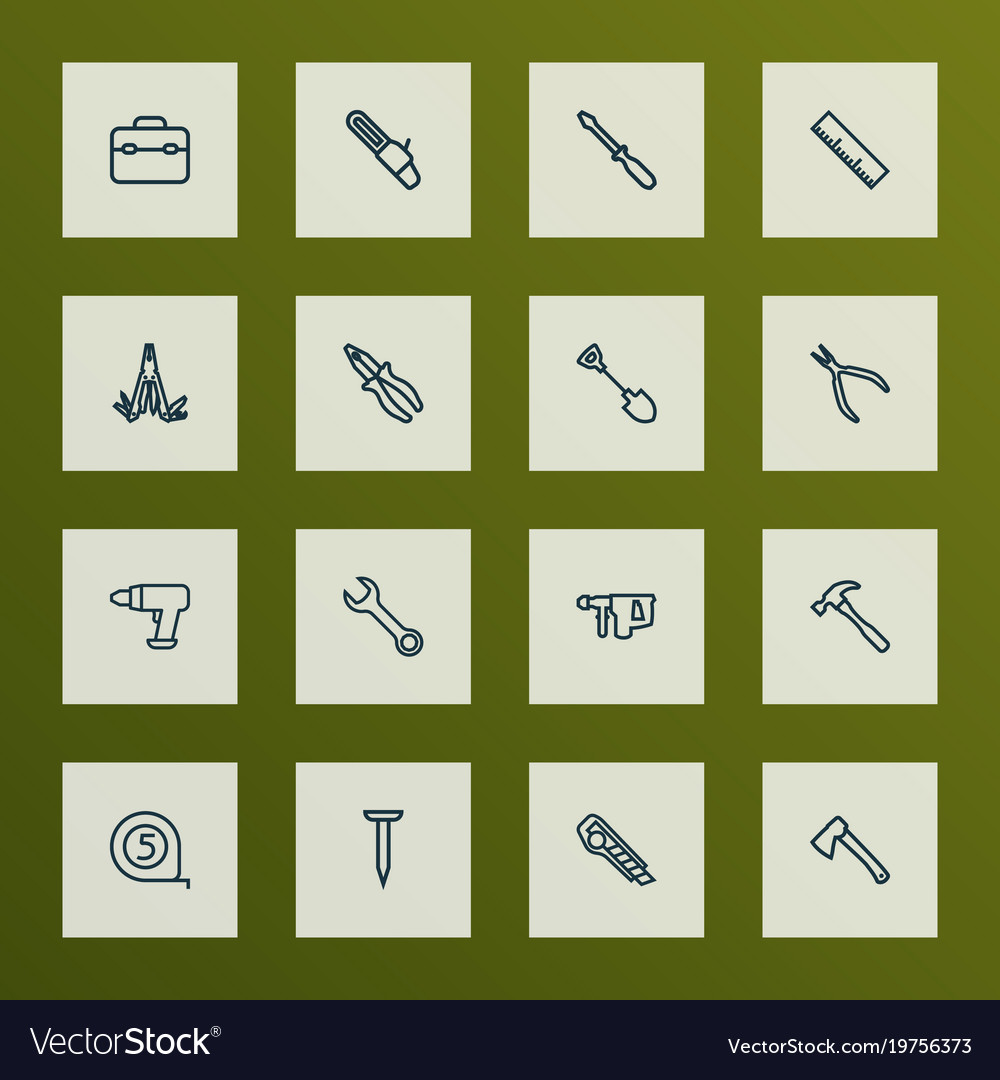 Tools icons line style set with multifunctional