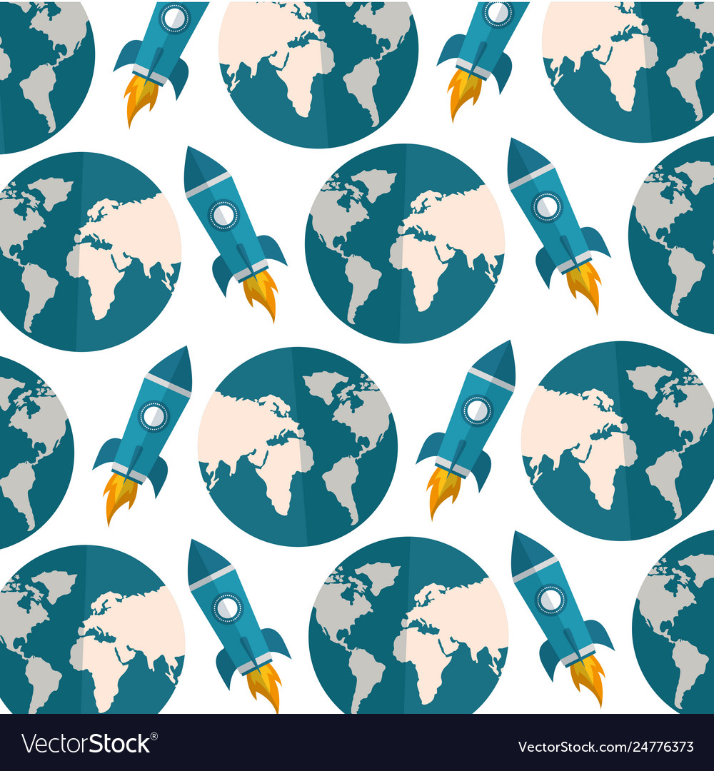 World rocket spaceship adventure progress pattern Vector Image World rocket spaceship adventure progress pattern
