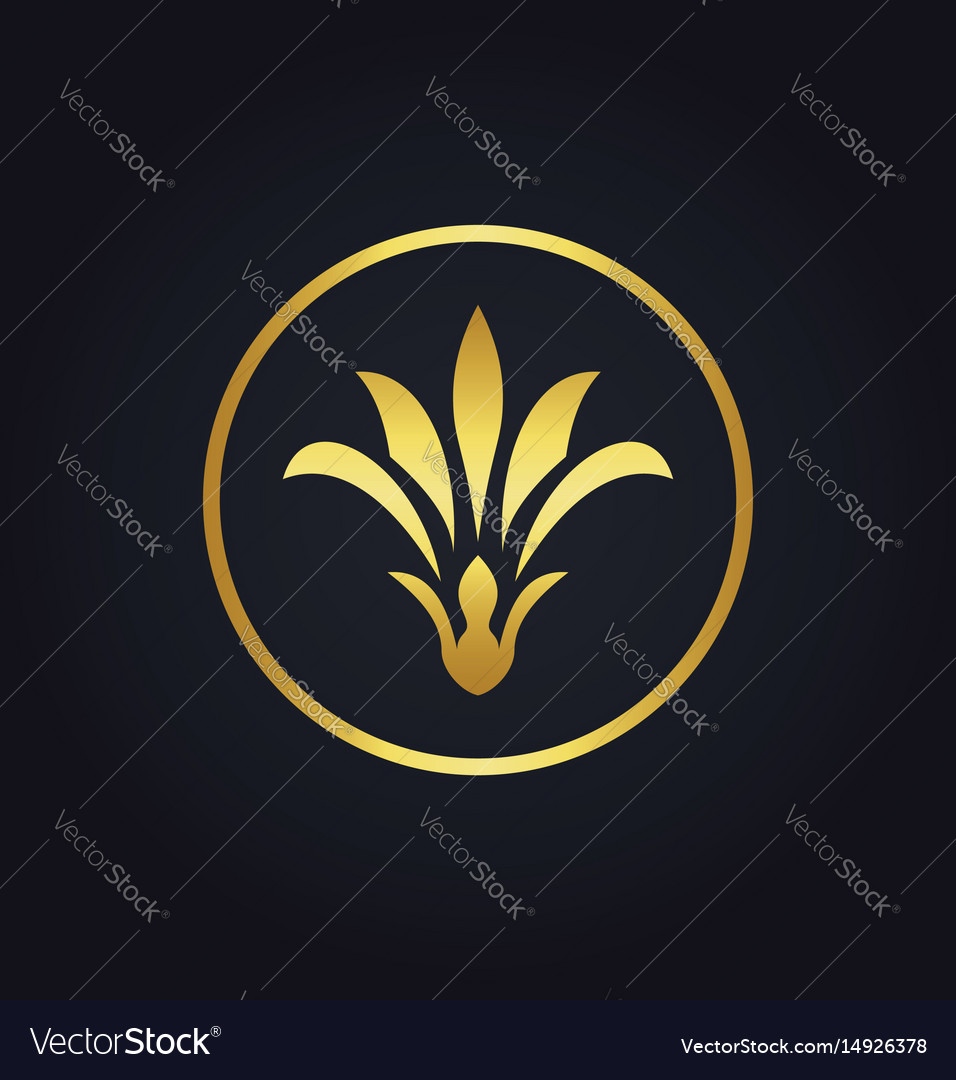 Gold beauty flower woman abstract logo Royalty Free Vector