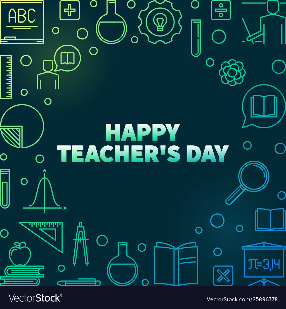 Happy teachers day colored linear Royalty Free Vector Image