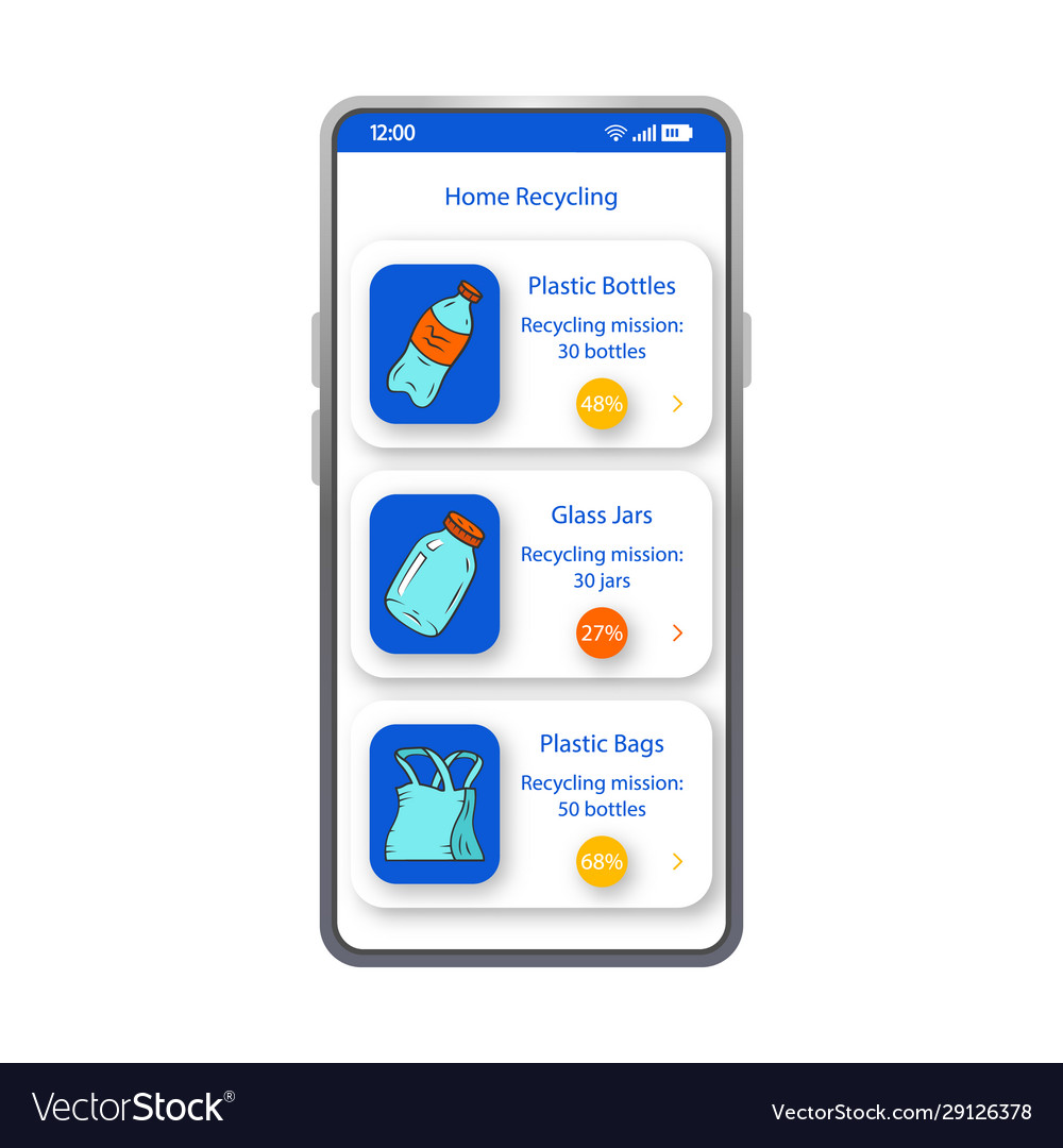 Home recycling app smartphone interface template