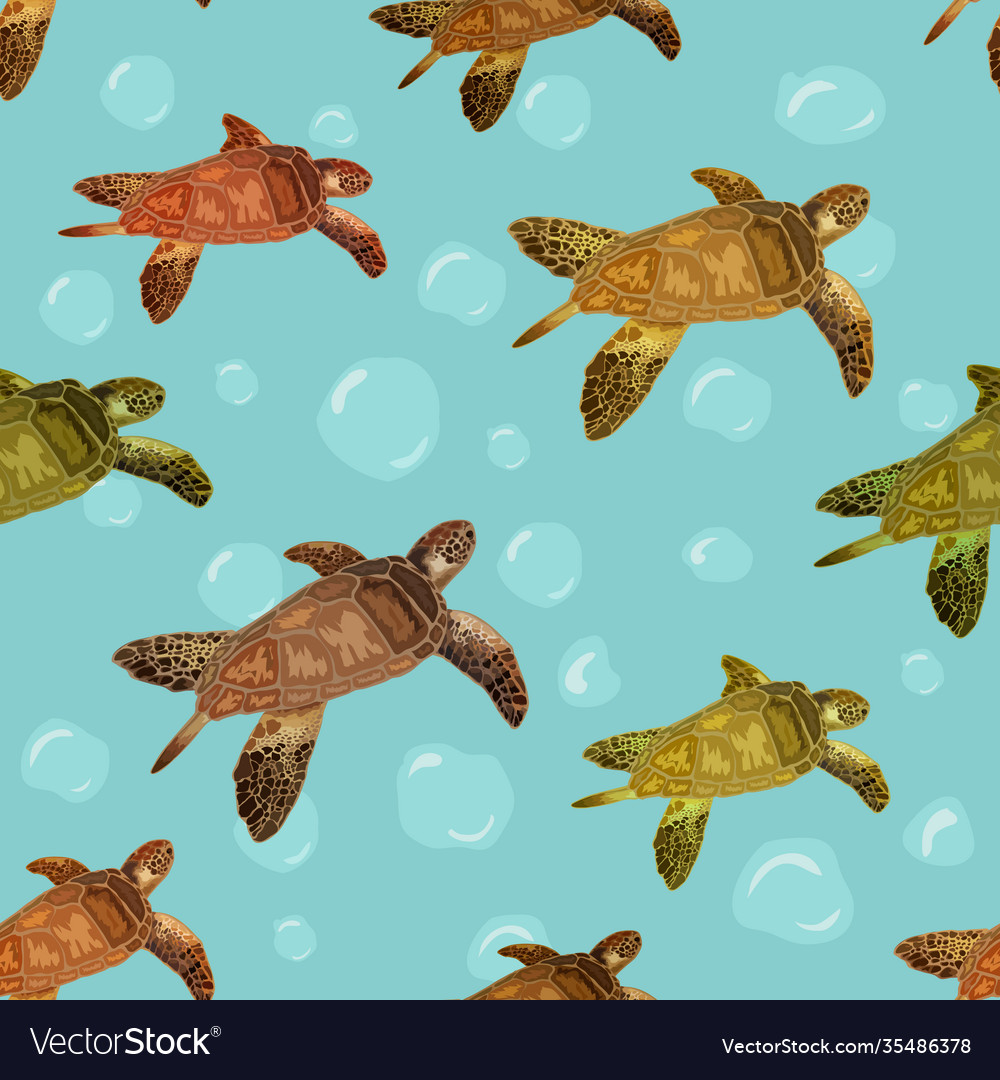 Pattern with turtles on a colored background vector image Pattern with turtles on a colored background