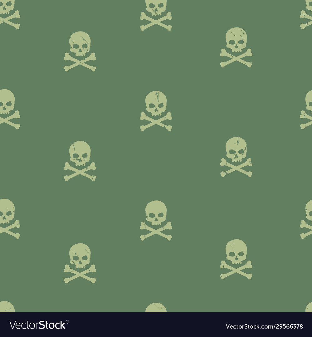 Seamless grunge pattern with skulls and bones