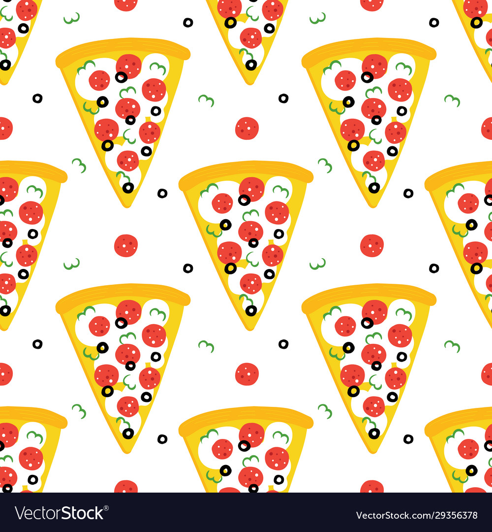 Seamless pattern background with pizza vector image Seamless pattern background with pizza