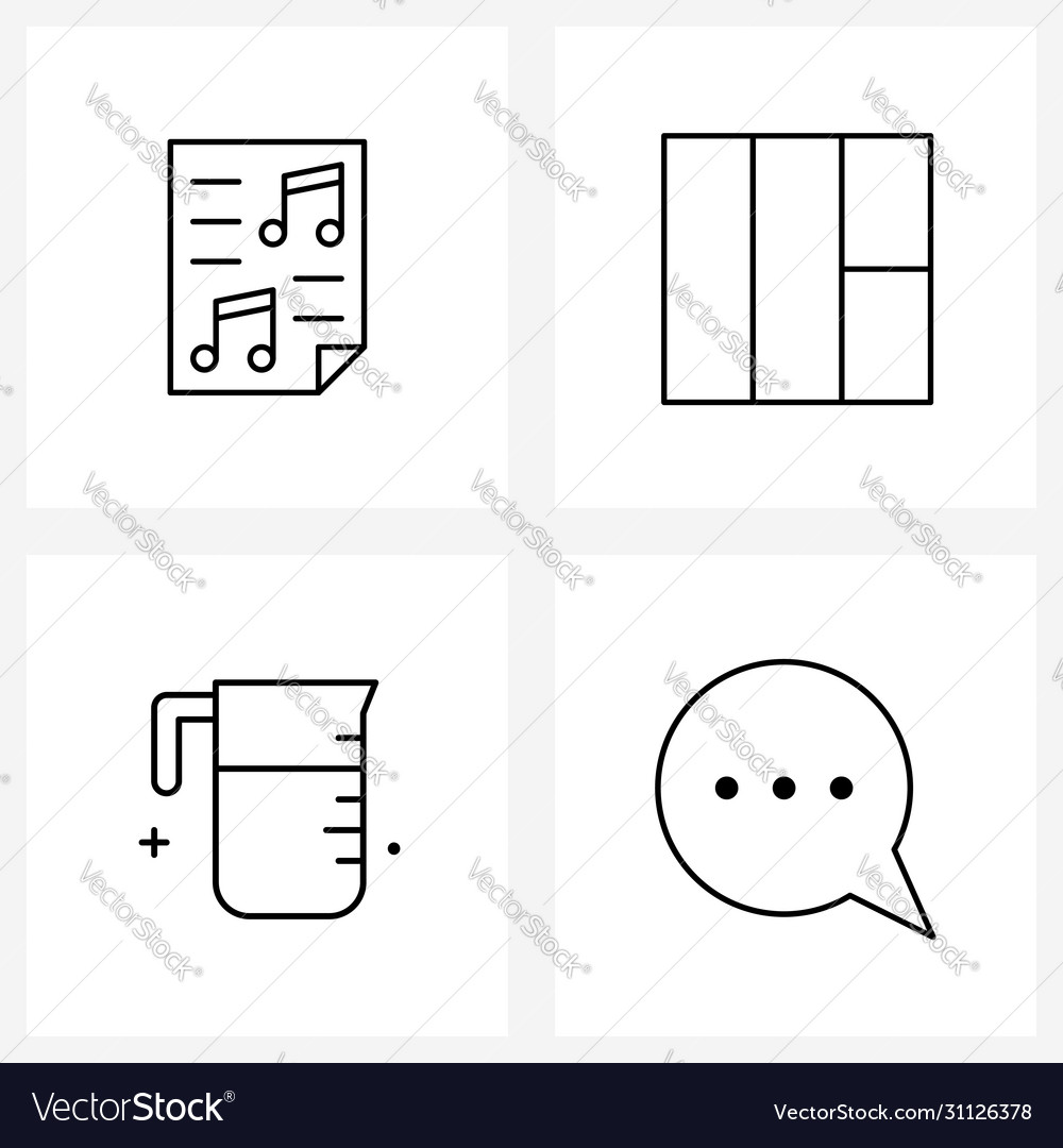 Set 4 simple line icons for web and print