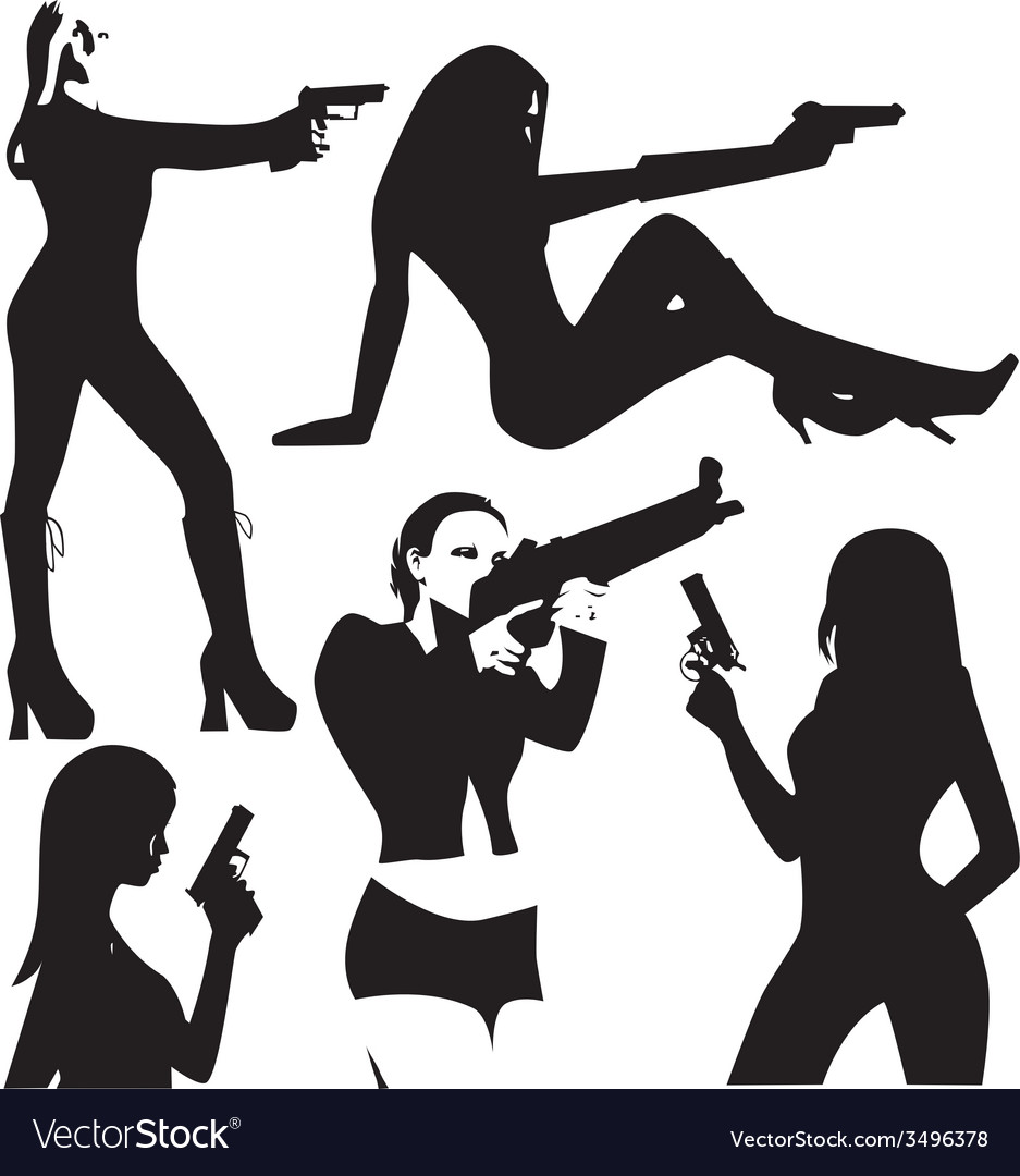 woman with gun silhouette