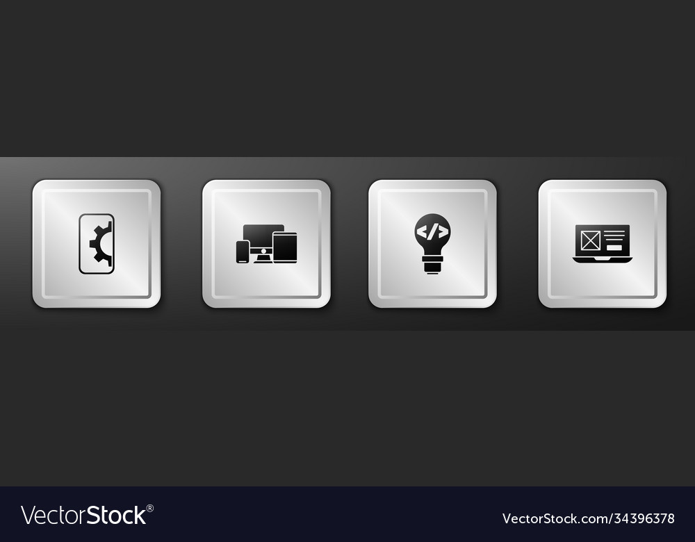 Set web development monitor mobile tablet vector image Set web development monitor mobile tablet
