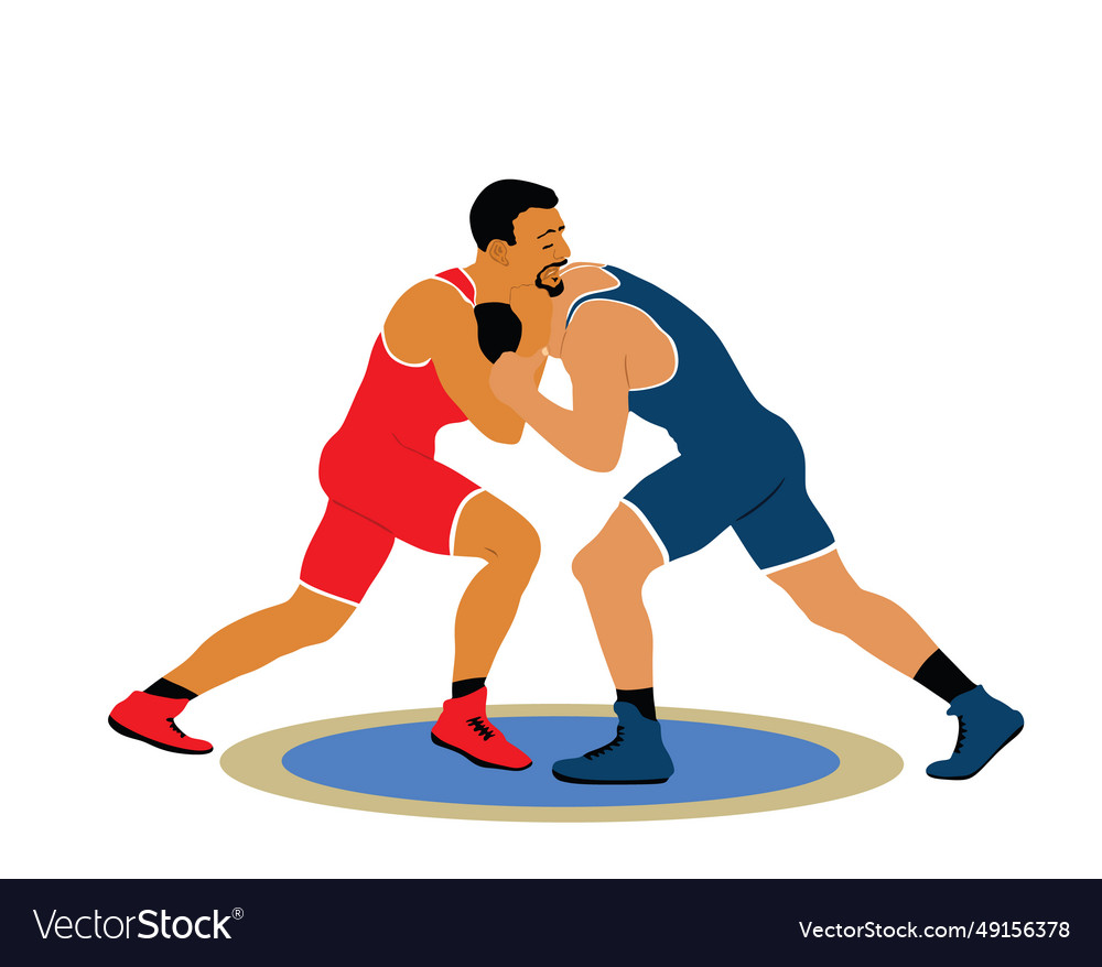 Wrestlers match competition sports man wrestling Vector Image