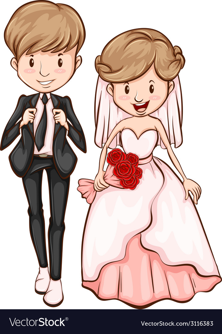 Couple Happy Wedding Line Art Drawing Graphic by morspective