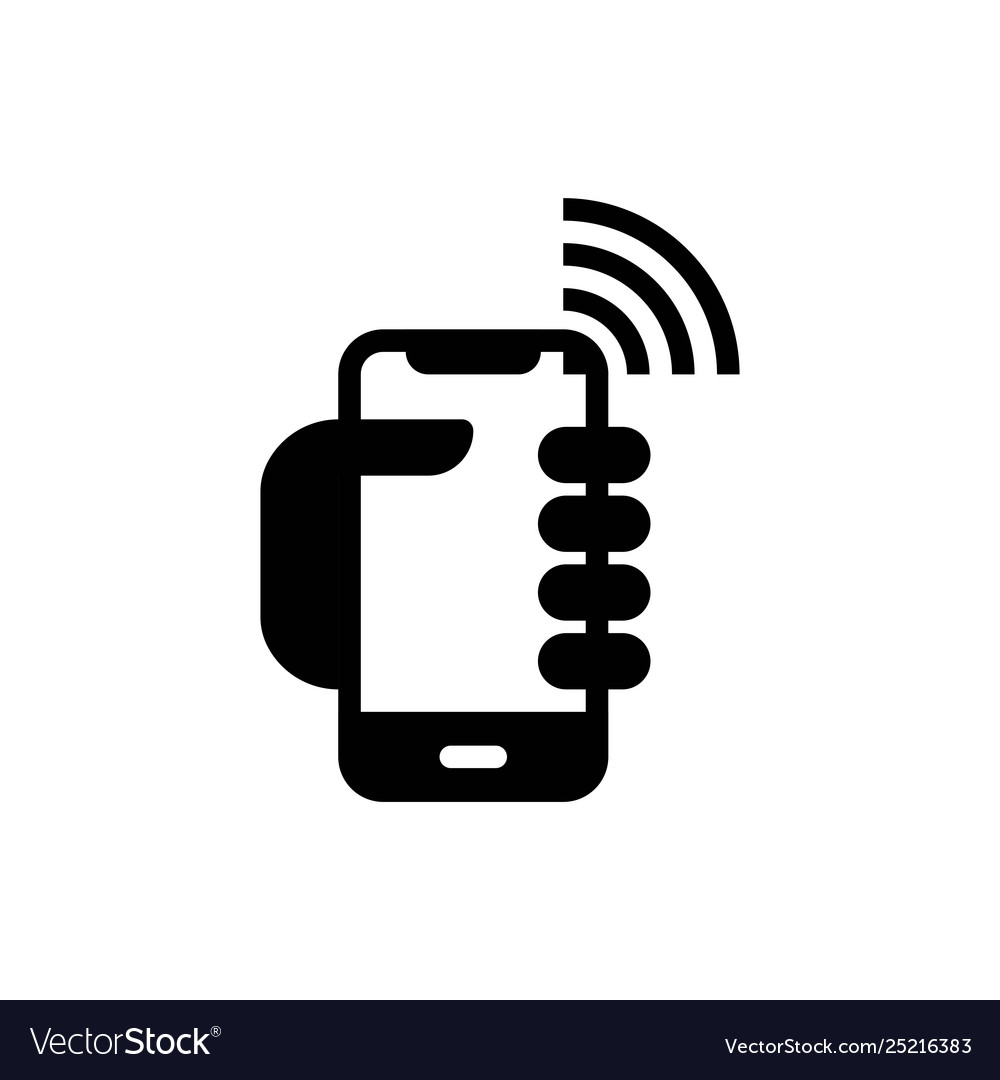 Cell phone in hand with wifi symbol icon Vector Image