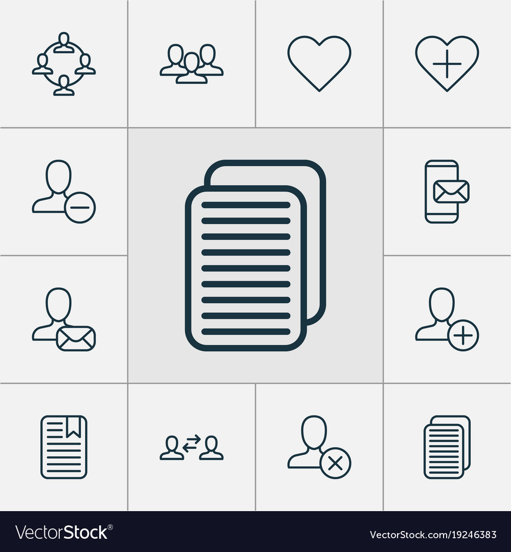 Communication icons set with follow team