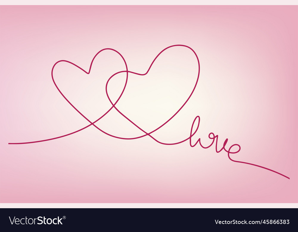 Continuous drawing of a pair of hearts Royalty Free Vector