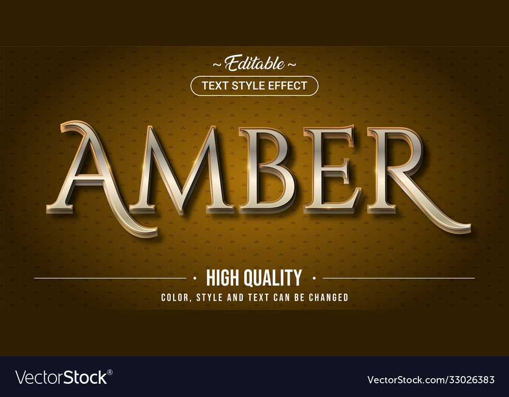 Editable text style effect - amber color theme
