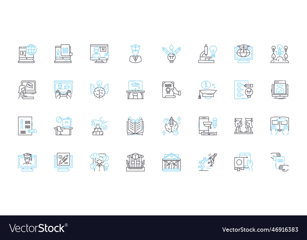Growth process linear icons set development Vector Image