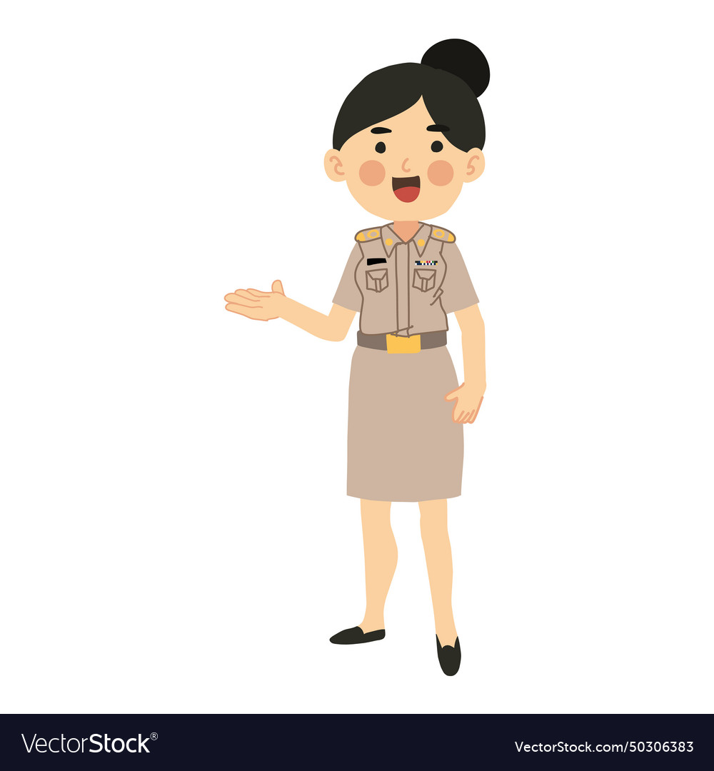 Happy smiling thai female teacher welcoming Vector Image