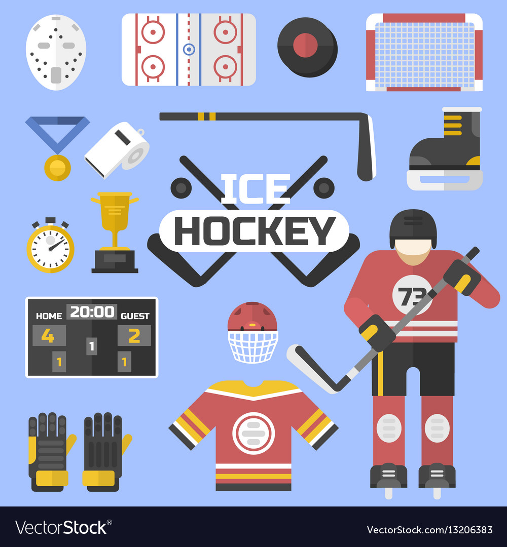 Hockey sport icons equipment design