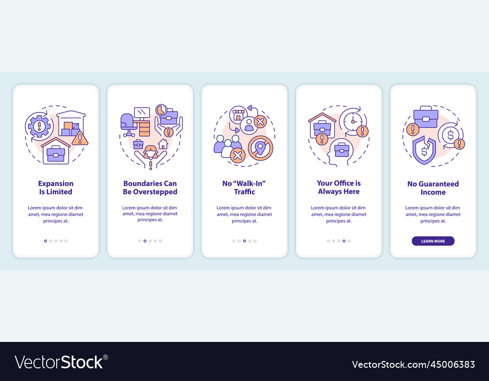 Home based business drawbacks onboarding mobile Vector Image