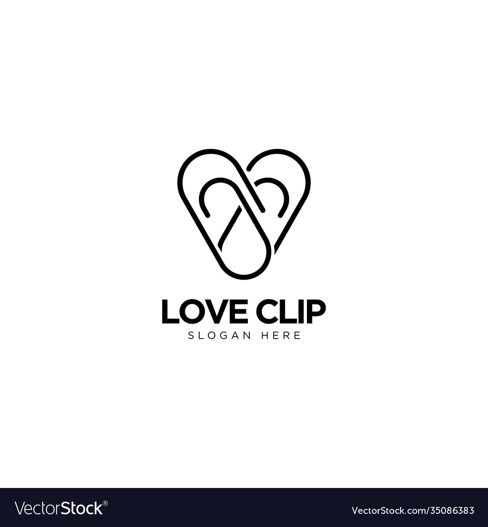 Love clip logo design outline monoline