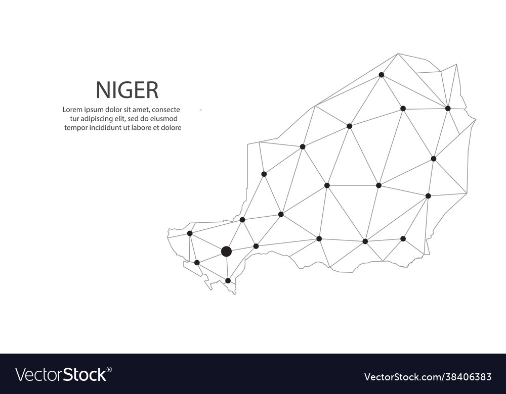 Niger communication network map low poly image