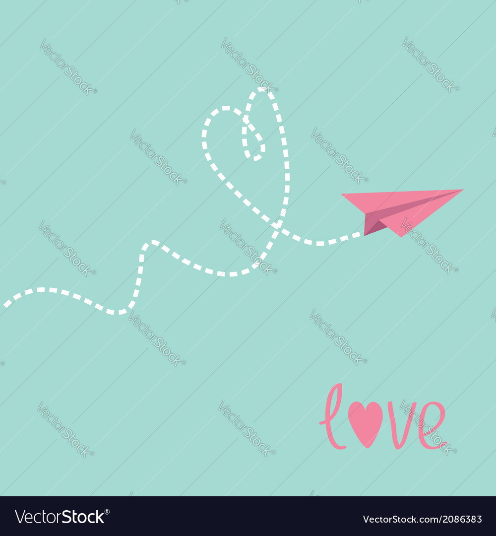 Origami paper plane dash heart in the sky love car