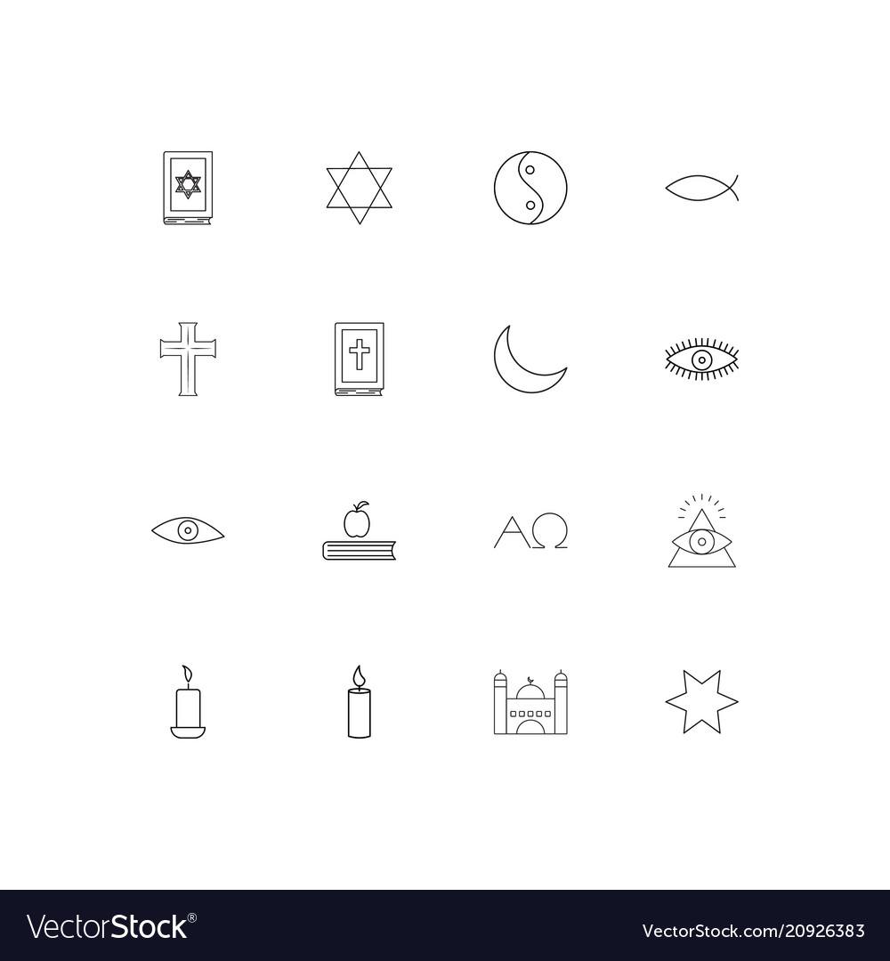 Religion linear thin icons set outlined simple