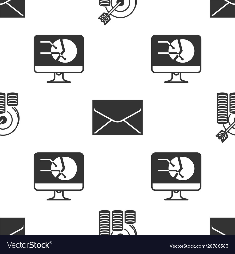 Set target with coin symbol envelope and computer vector image Set target with coin symbol envelope and computer