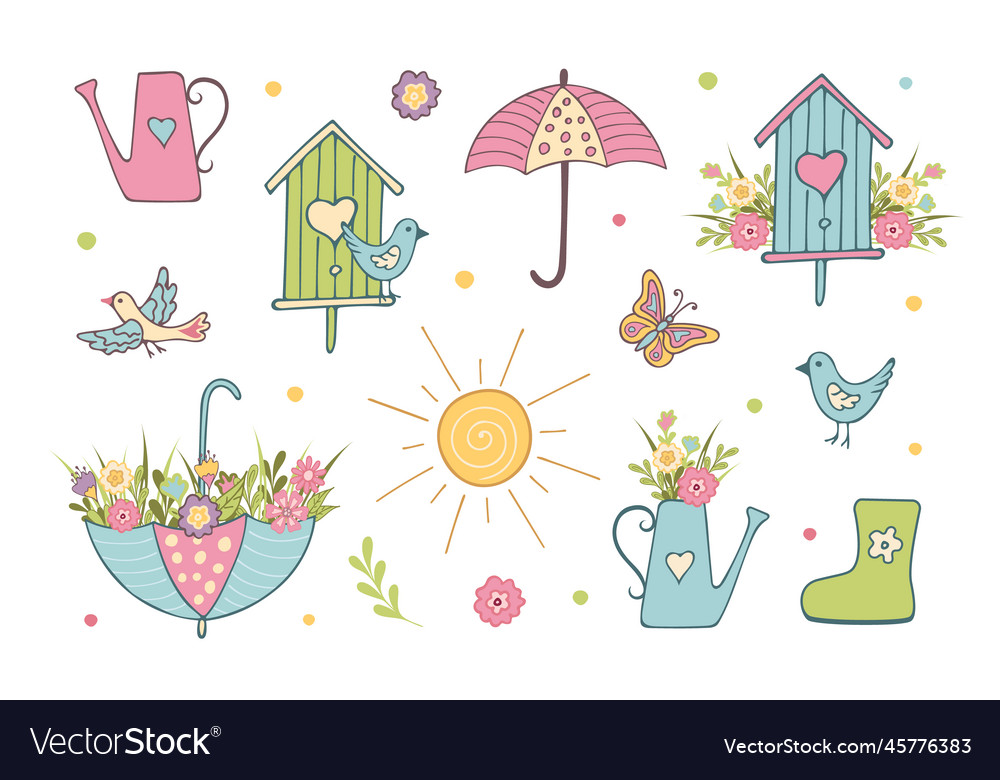 Spring Flat Elements - Floral & Bird Collection