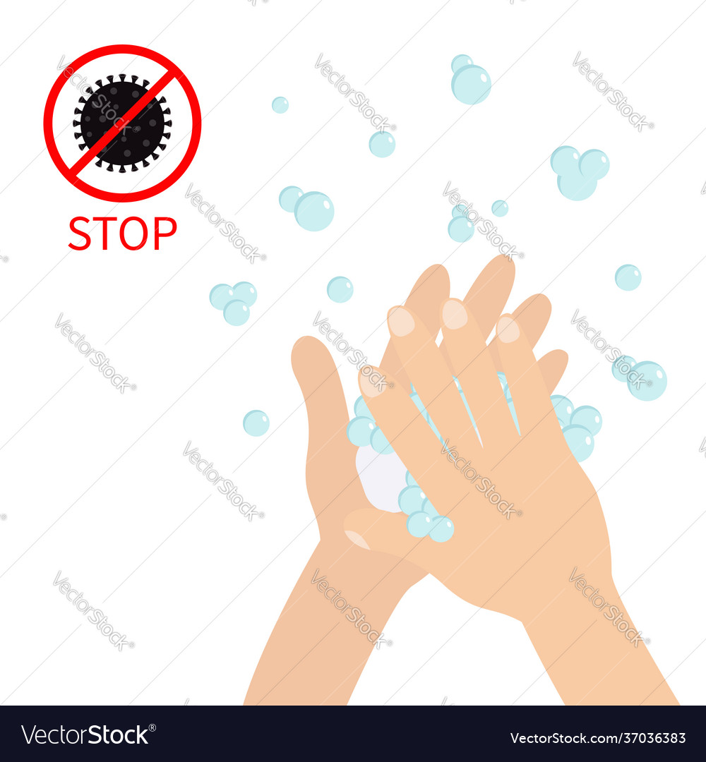 Stop coronavirus covid19 19 red sign wash hands vector image Stop coronavirus covid19 19 red sign wash hands