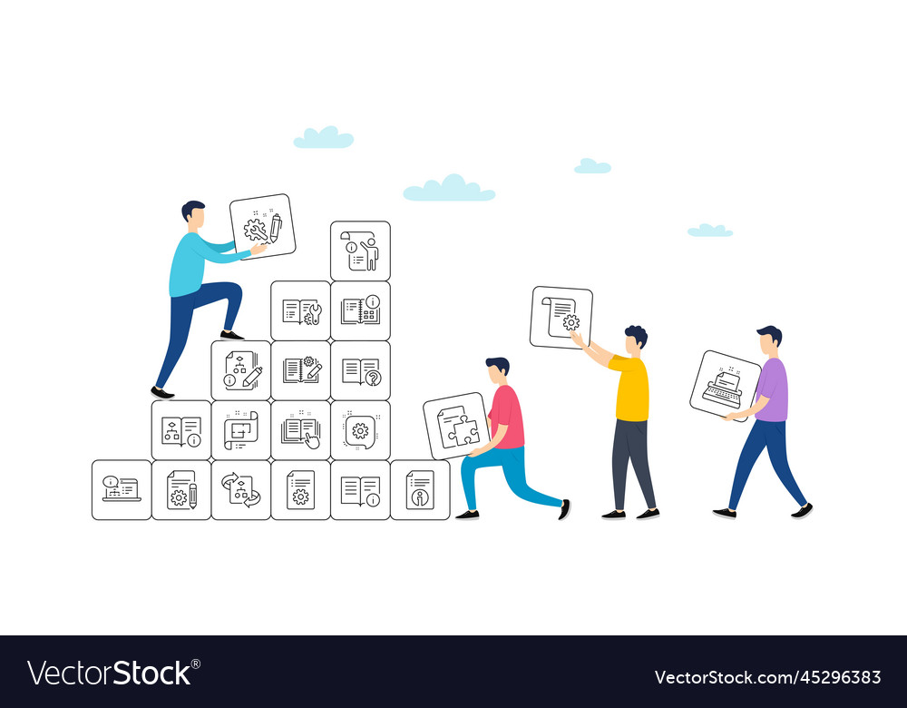 Technical documentation line icons set vector image Technical documentation line icons set