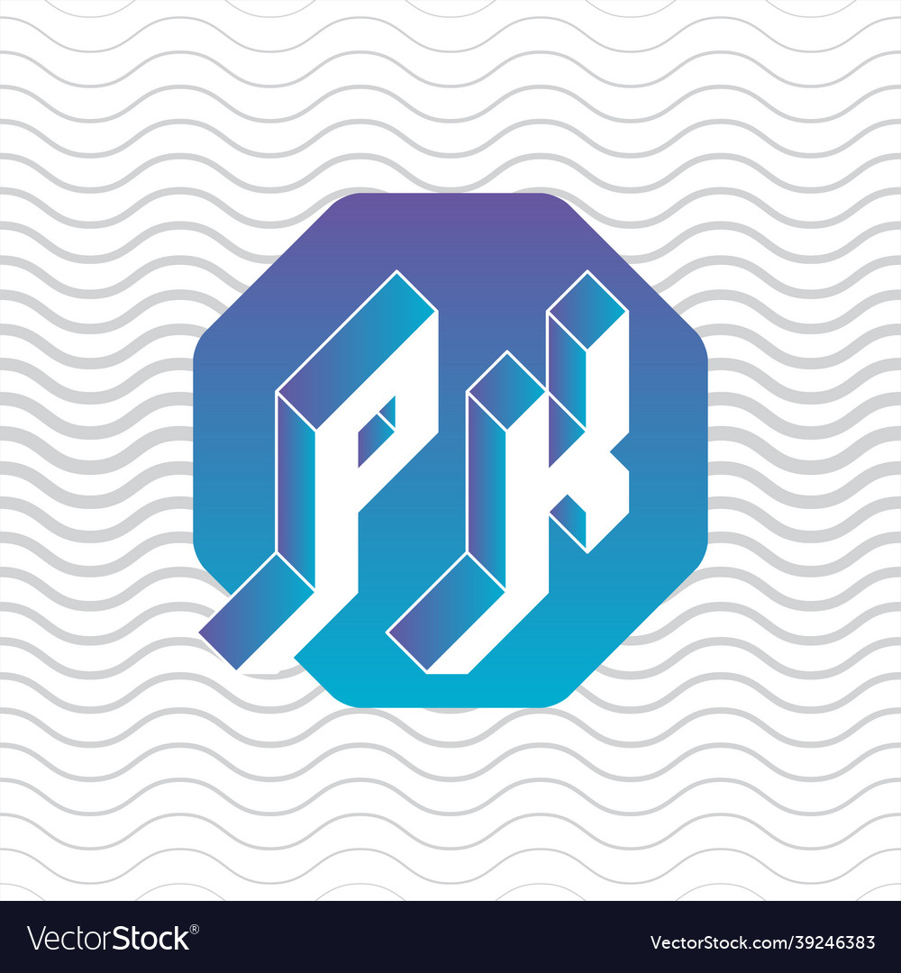 Three-dimension letters p and k on a hexagonal