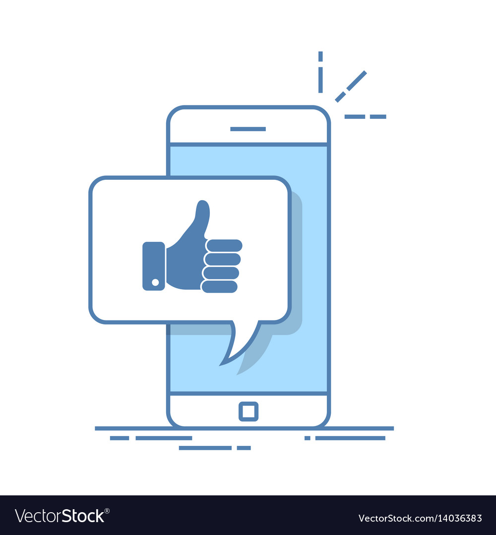 Thumbs up icon with smartphone like message