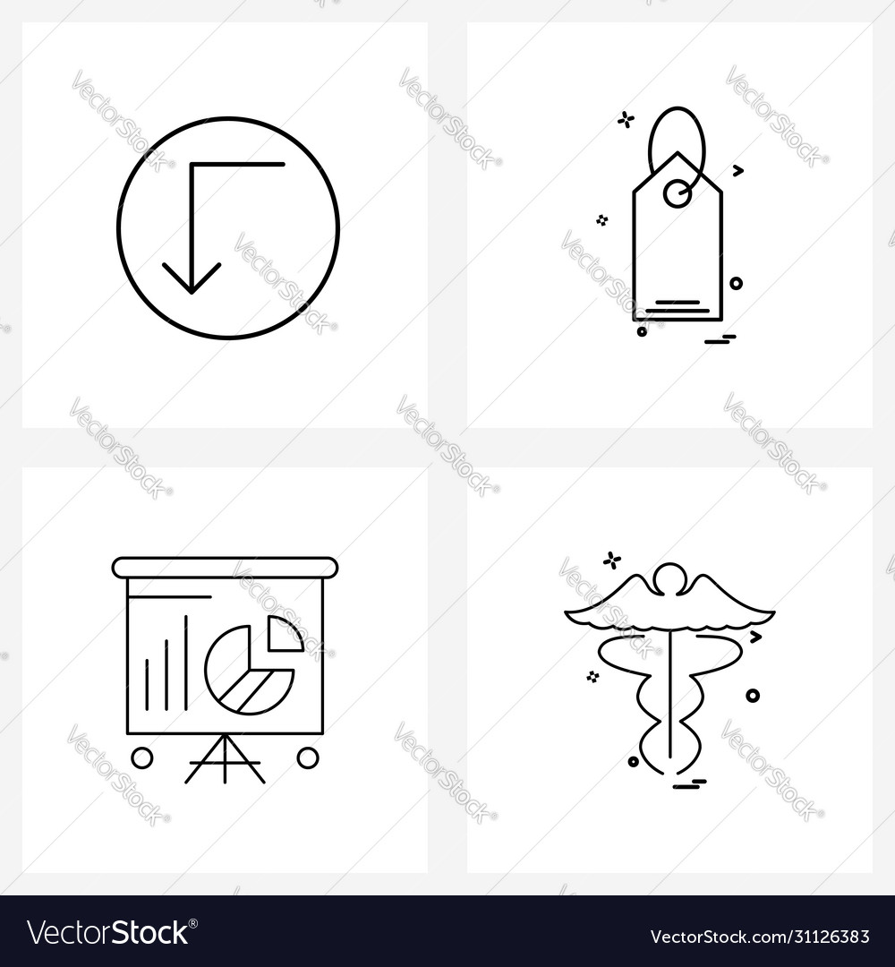 Ui set 4 basic line icons arrow data tag