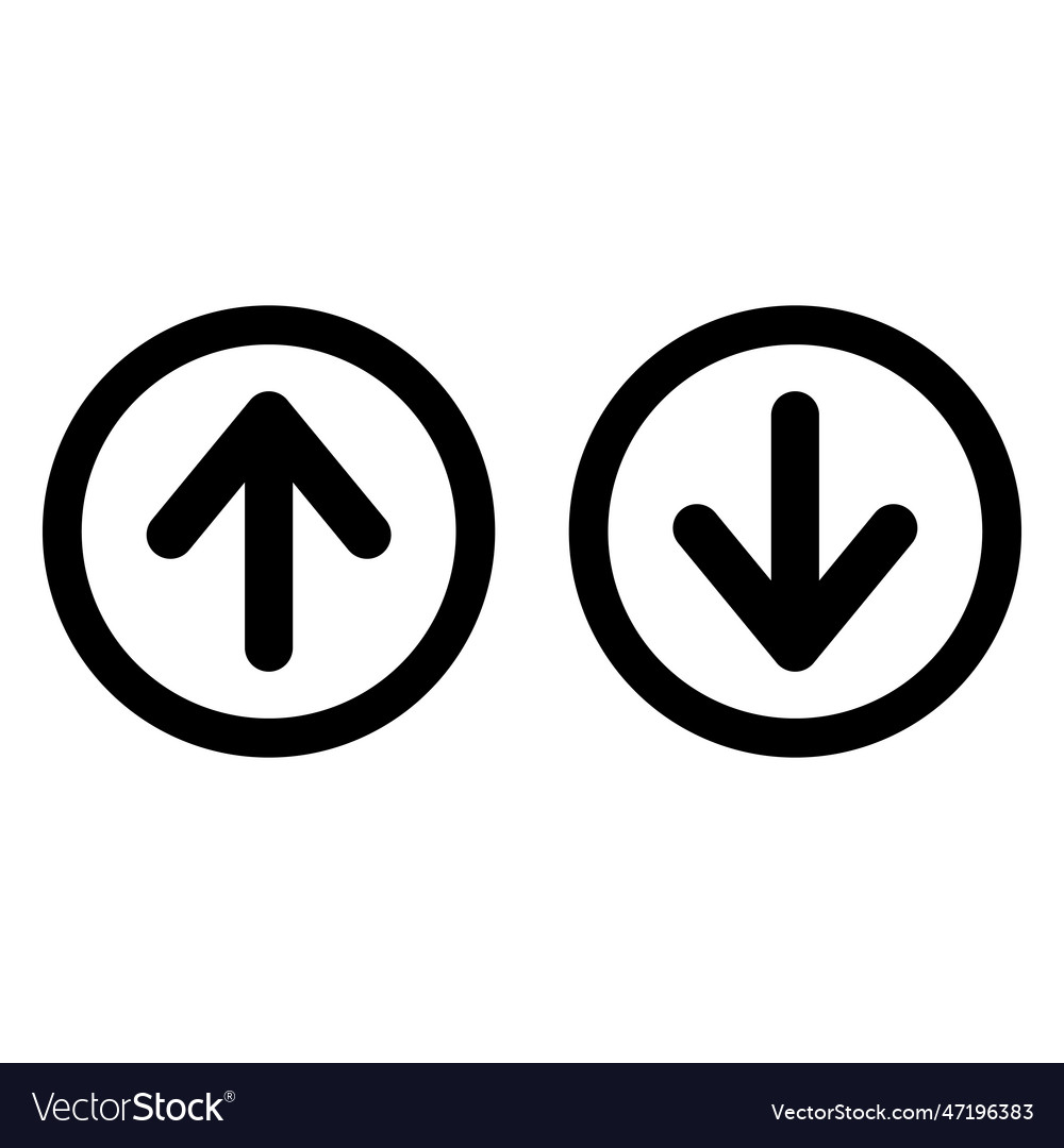 Up and down arrow icon in a circle isolated vector image Up and down arrow icon in a circle isolated