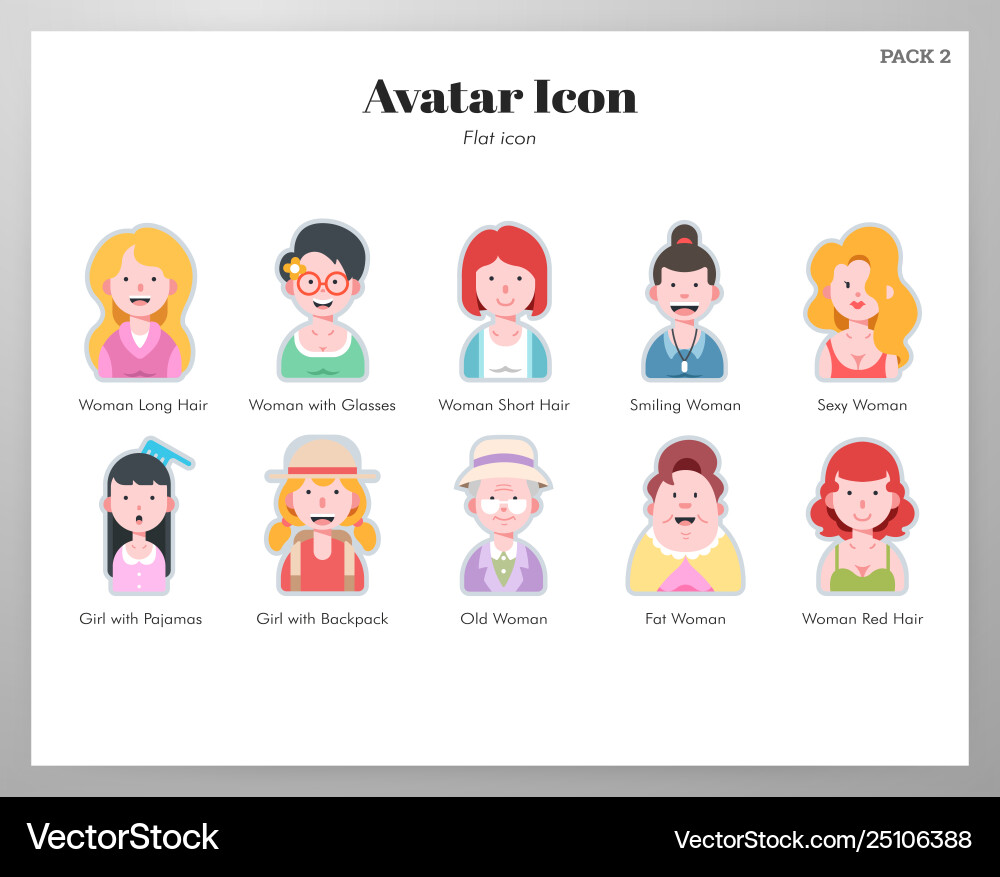 Avatar icon flat pack Royalty Free Vector Image