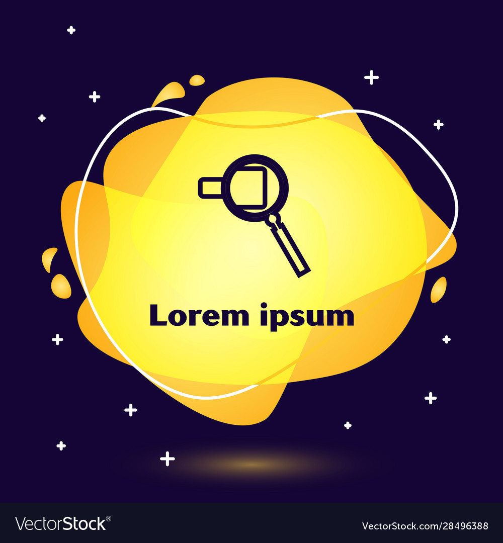 Black Line Magnifying Glass Icon Isolated On Dark Vector Image