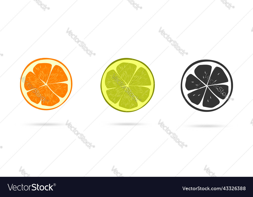 Citrus Orange And Lime Fruit Half Slice Royalty Free Vector 1237