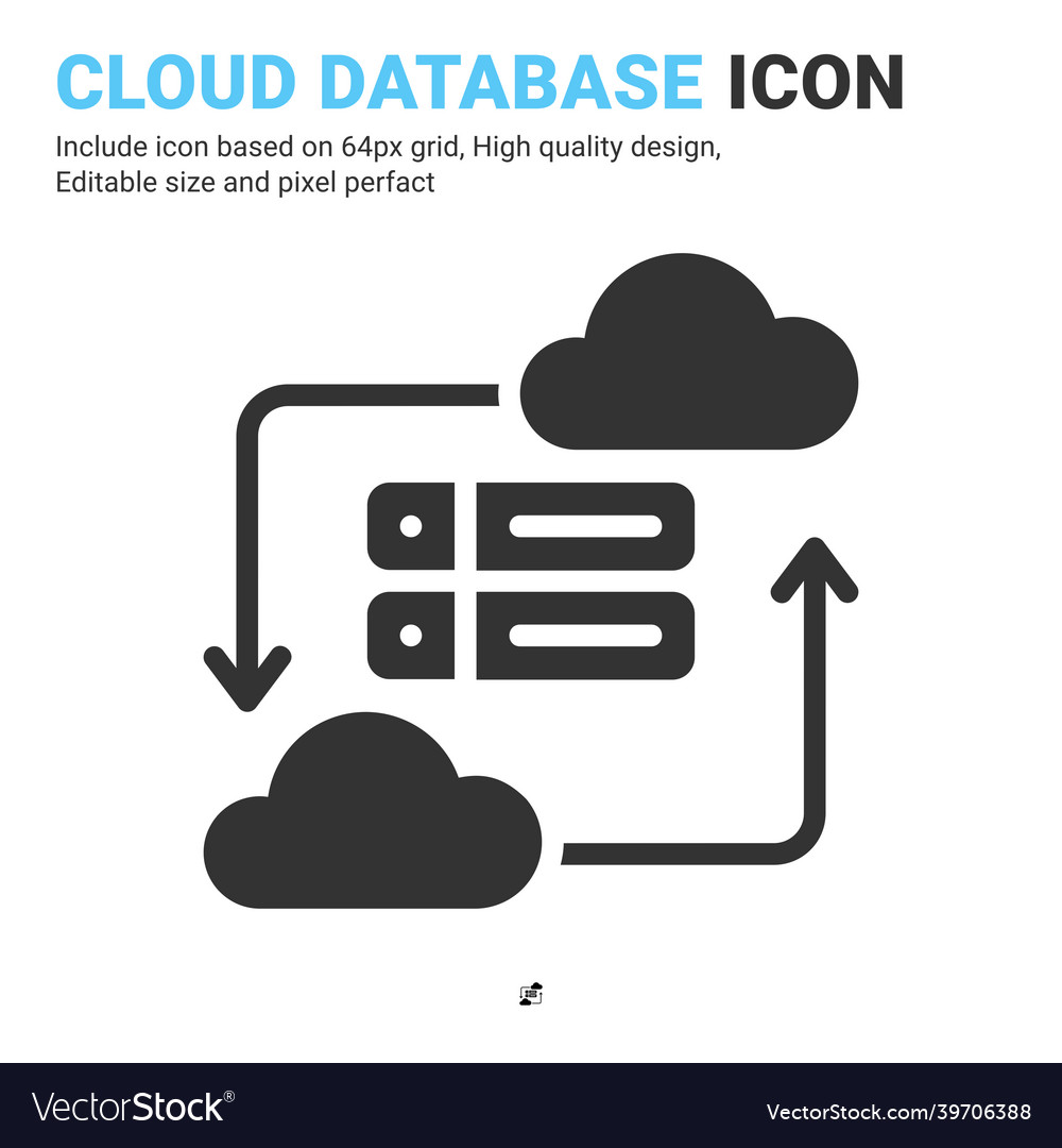 Cloud database icon with glyph style isolated vector image Cloud database icon with glyph style isolated